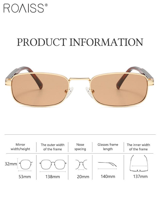 roaiss Street Style Classic Gold Frame Sunglasses, Fashion Retro Rectangular Sun Glasses for Women, UV400 Protection Outdoor Sun Shades for Shopping Party Travel with Glasses Case - Image 1